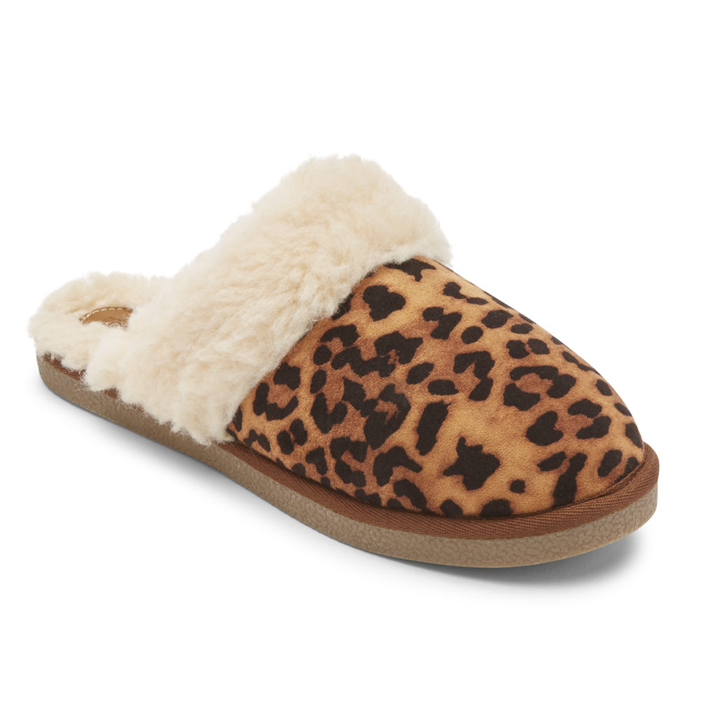 Rockport Womens Slippers Leopard - truTECH Veda Slide - UK 715-XYIOCW